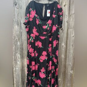 Torrid black and pink floral dress